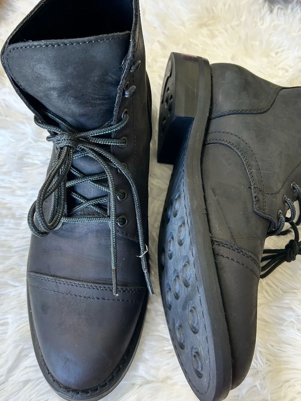 Thursday Boot Company Black Leather Lace-Up Boots